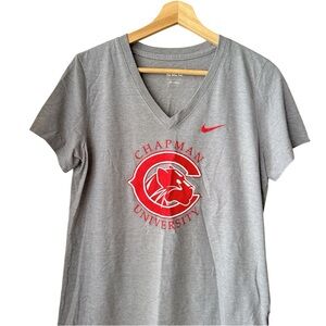 🐆 Nike Gray V-Neck Chapman University Tee - Size L
